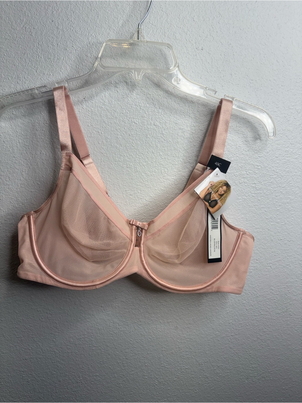 NWT Curvy Couture 40C Underwire Bra In Blushing Rose